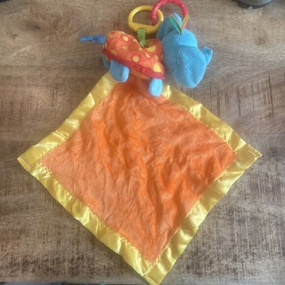 EARLY YEARS ELEPHANT Minky Dot Satin Rattle SECURITY BLANKET LOVEY crinkle hang - Picture 5 of 6